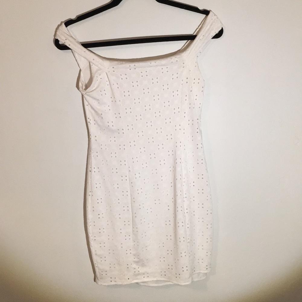 Off the Shoulder White Mini Dress